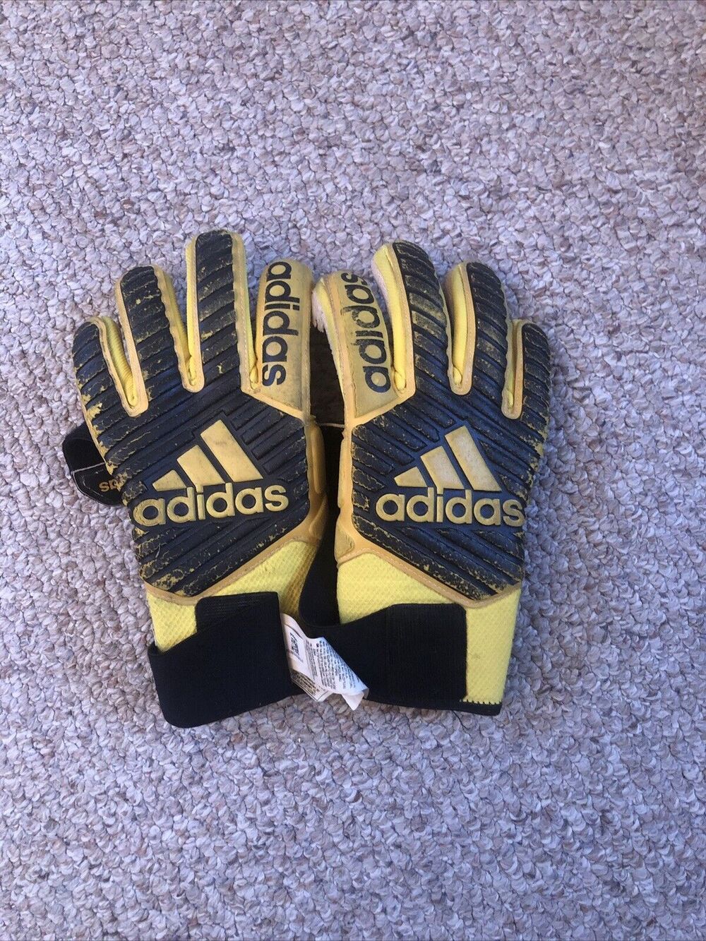 Adidas Soccer Goalie Gloves Size 7 Black Yellow Pre-owned